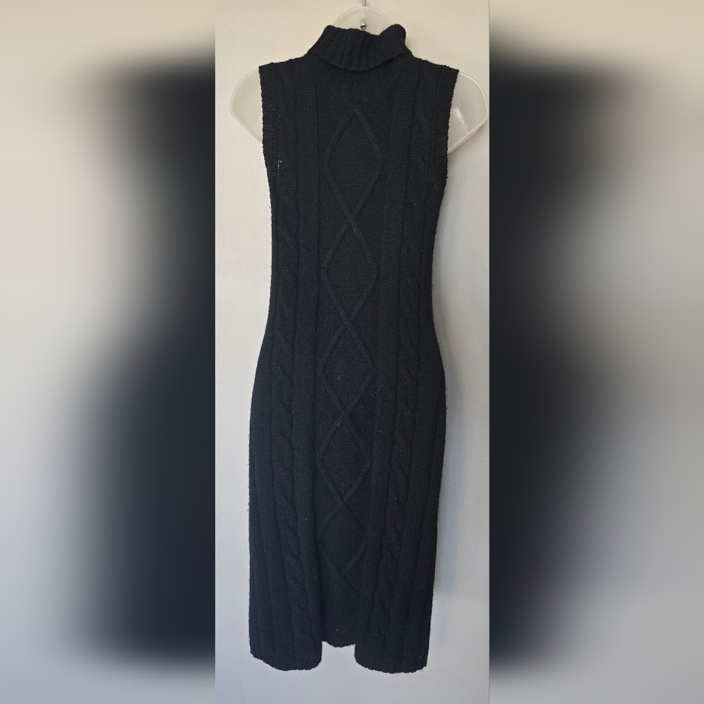 Nine West Turtle Neck sweater dress Black Sleeveless 100% Merino Wool Womens Xs - Picture 6 of 9